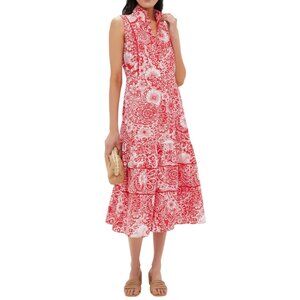 Tuckernuck Hyacinth House Red & White Floral Hillsborough Midi Dress Size XS